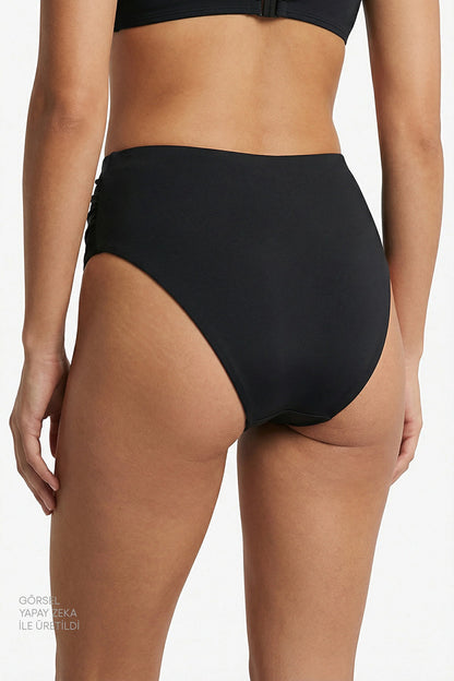 Siyah High Büzgülü Bikini Altı