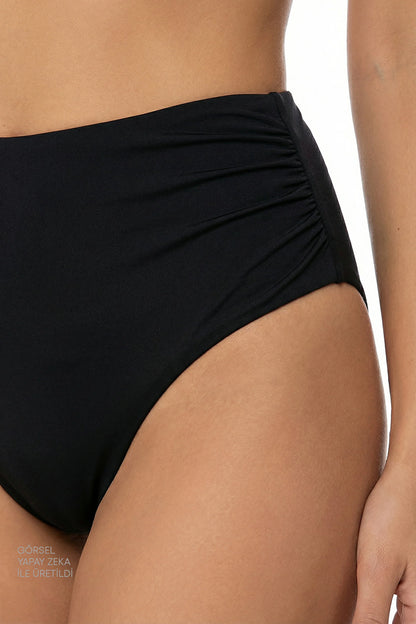 Siyah High Büzgülü Bikini Altı