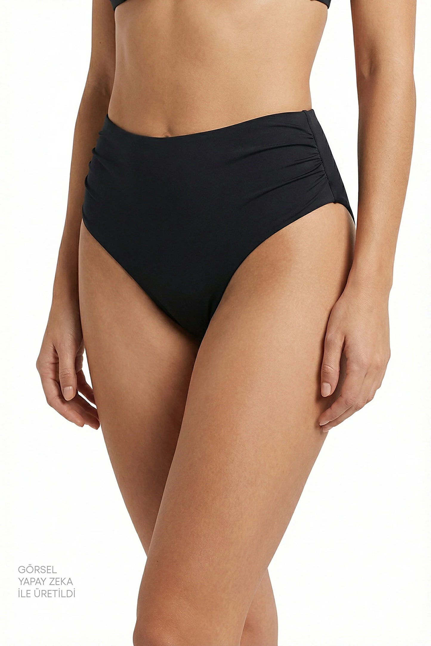 Siyah High Büzgülü Bikini Altı