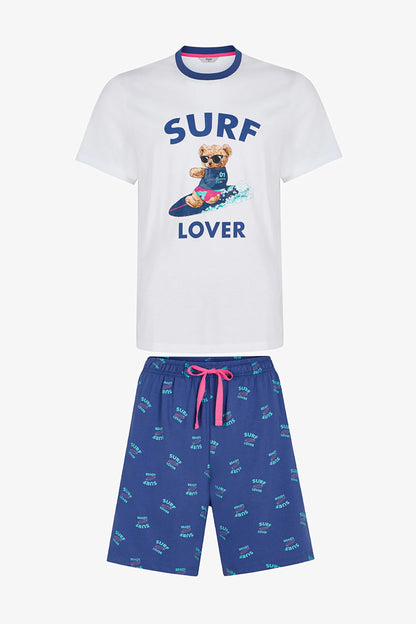 Erkek Renkli Surf Lover Şortlu Pijama Takımı