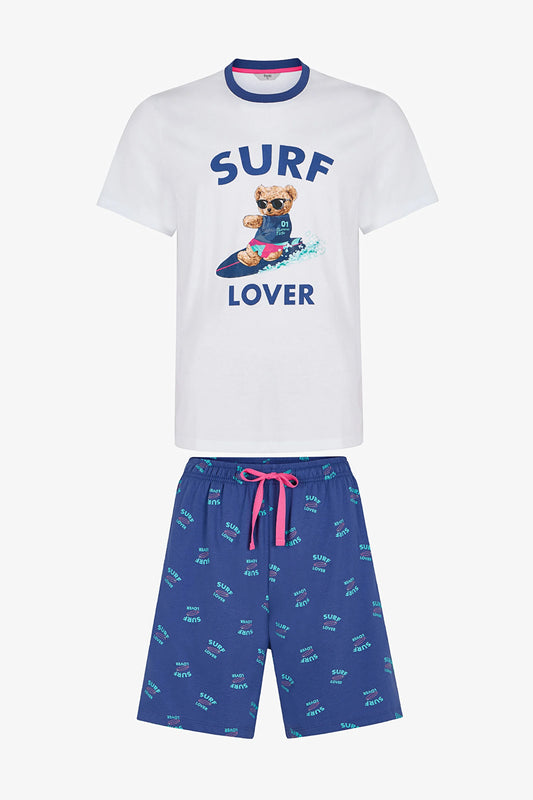 Erkek Renkli Surf Lover Şortlu Pijama Takımı