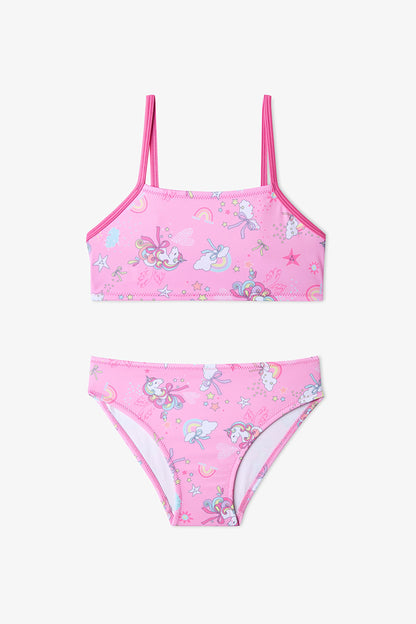 Renkli Kız Çocuk Uniribbon Halter Bikini Takımı
