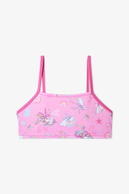 Renkli Kız Çocuk Uniribbon Halter Bikini Takımı