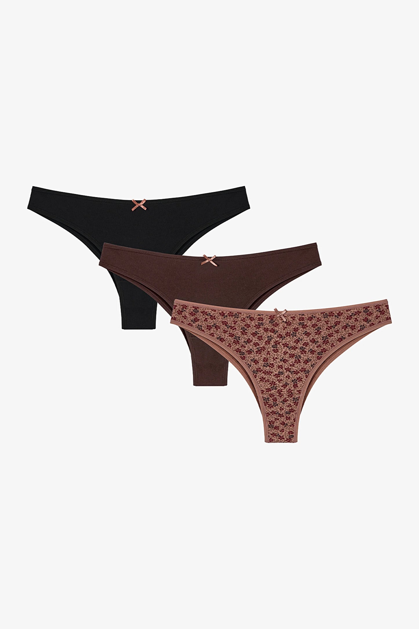 Renkli Wild Terra 3'lü Pamuklu Brazilian Külot