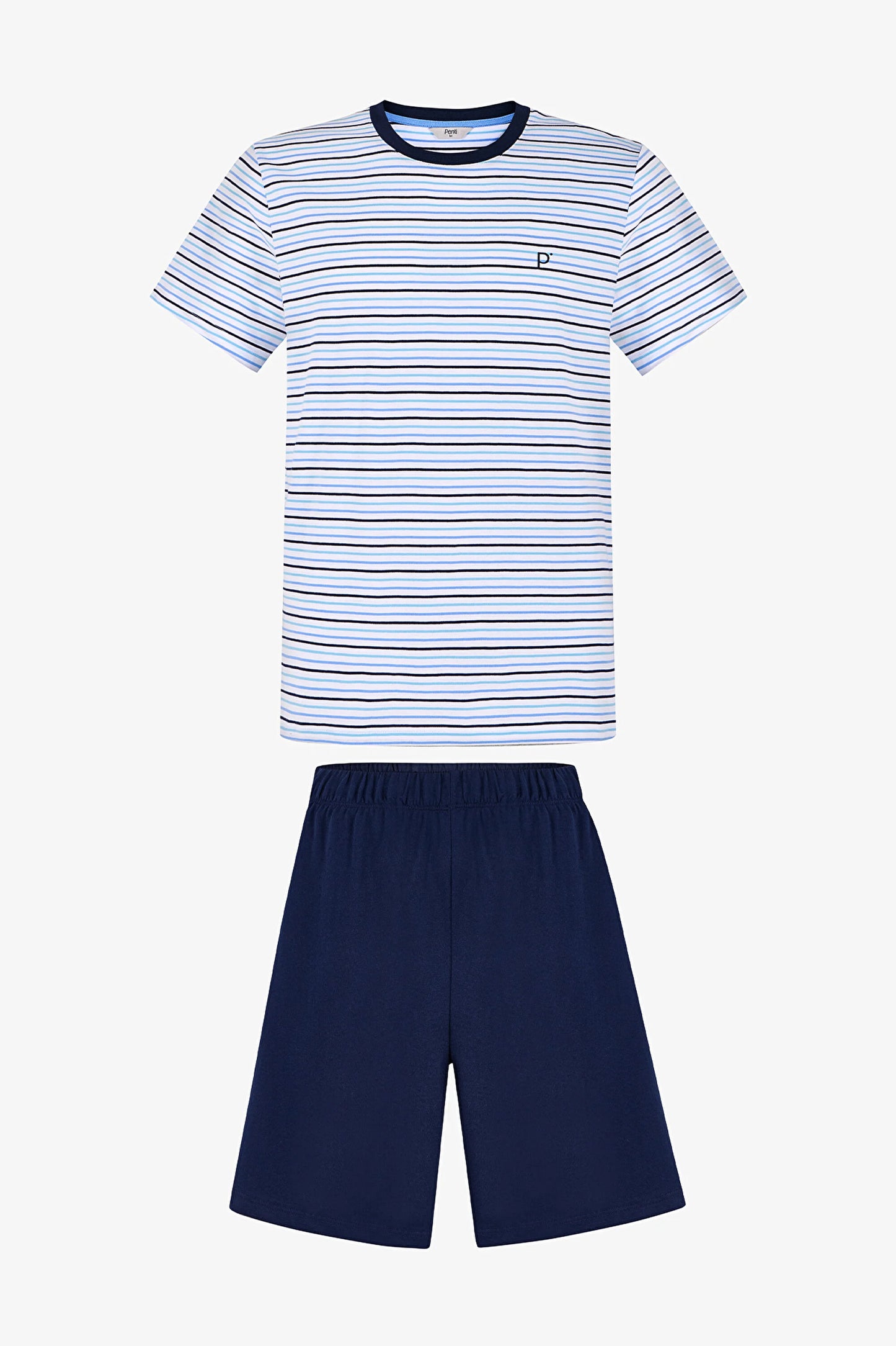 Erkek Renkli Sail Line Şortlu Pijama Takımı