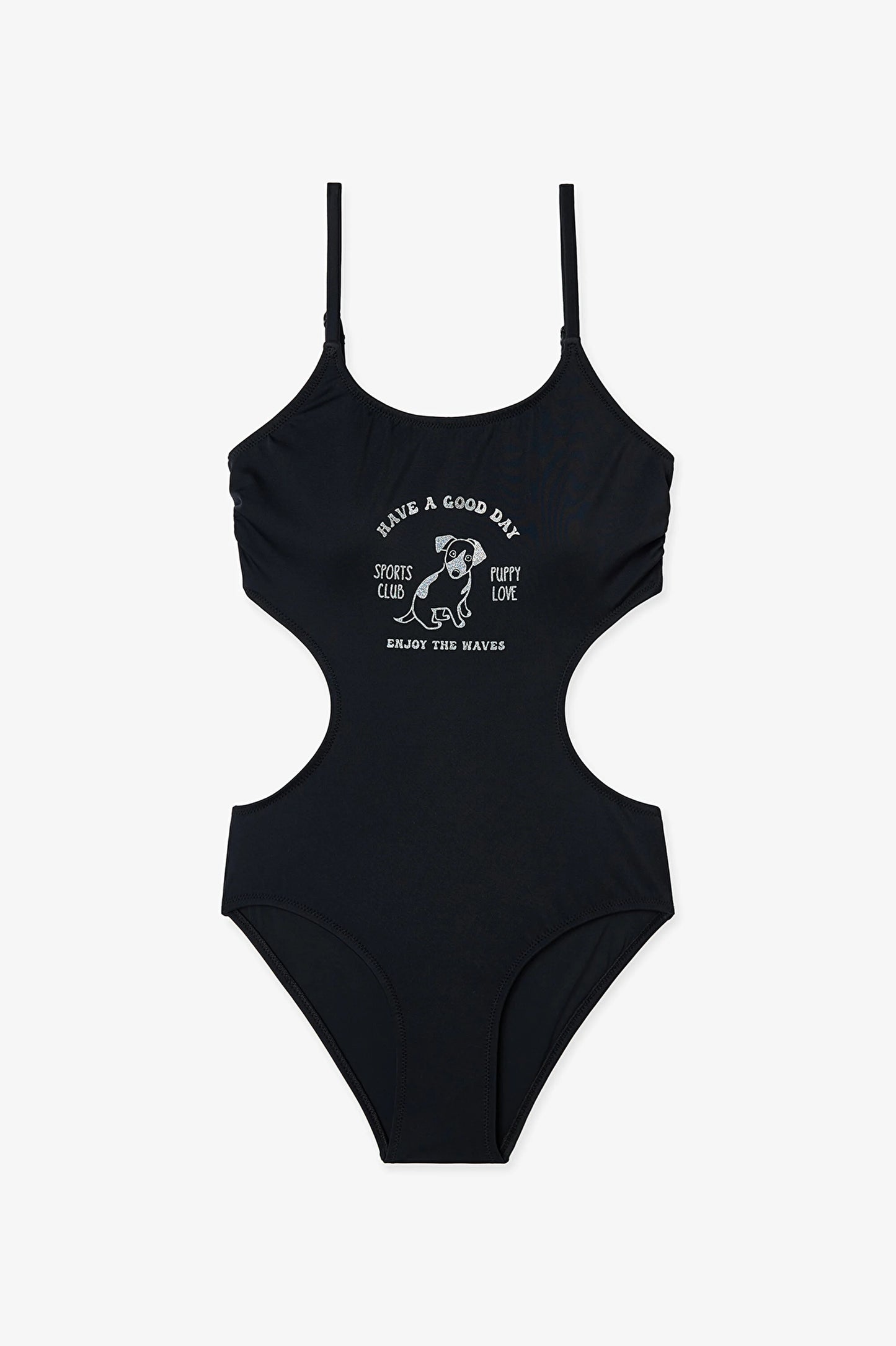 Siyah Genç Kız Puppy Monokini