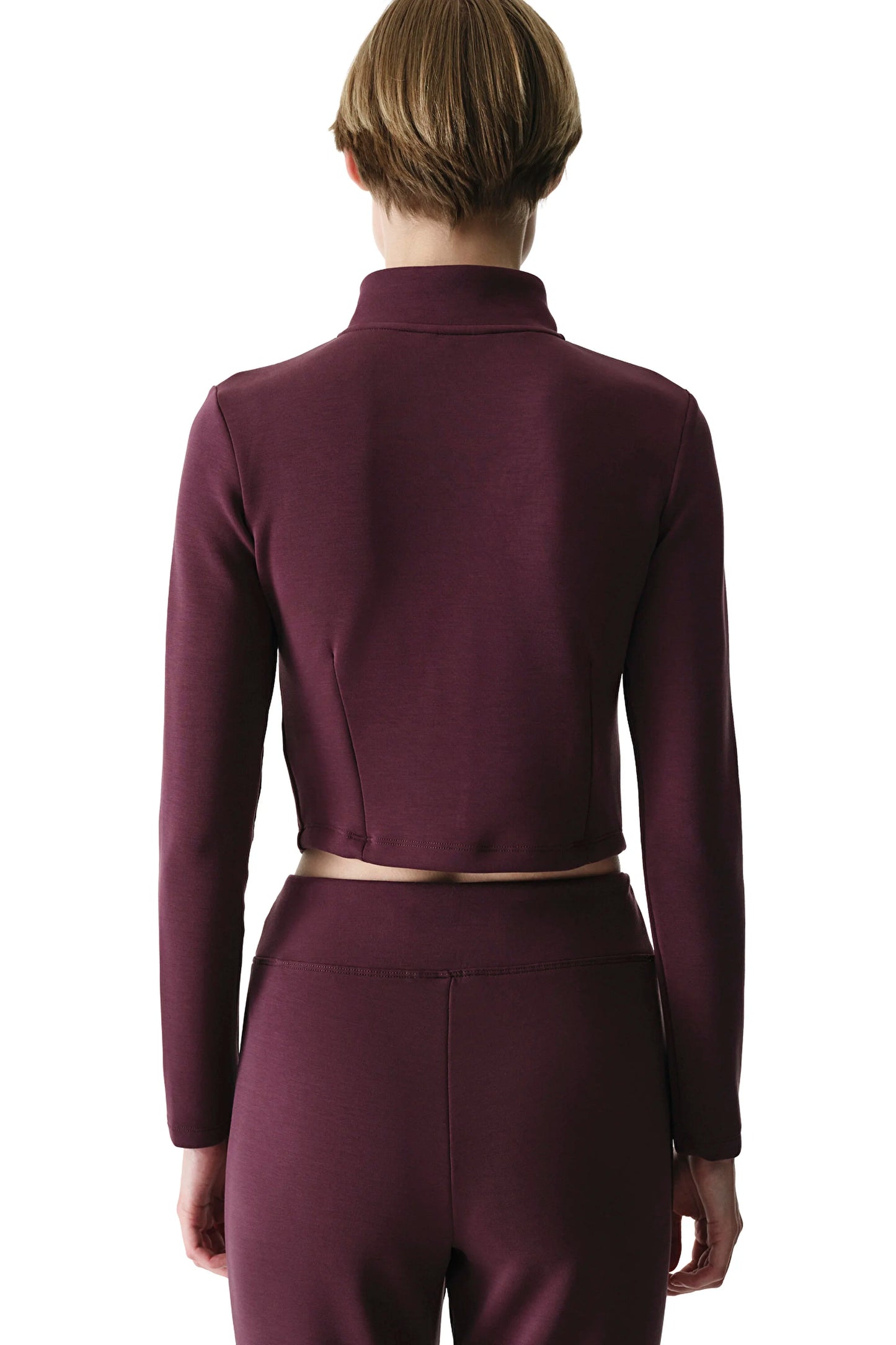 Bordo Fermuarlı Bisiklet Yaka Modal Sweatshirt