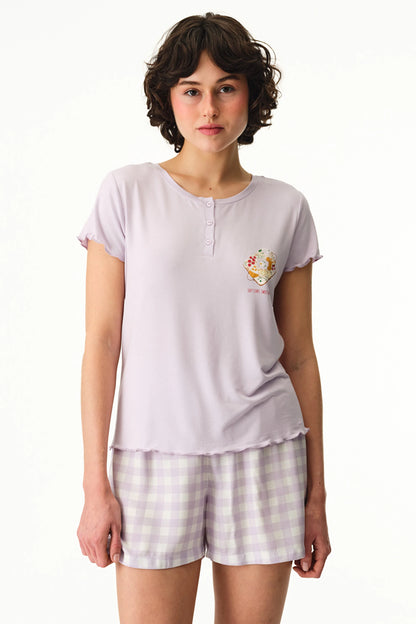 Lila Sweet Day Şort Pijama Altı