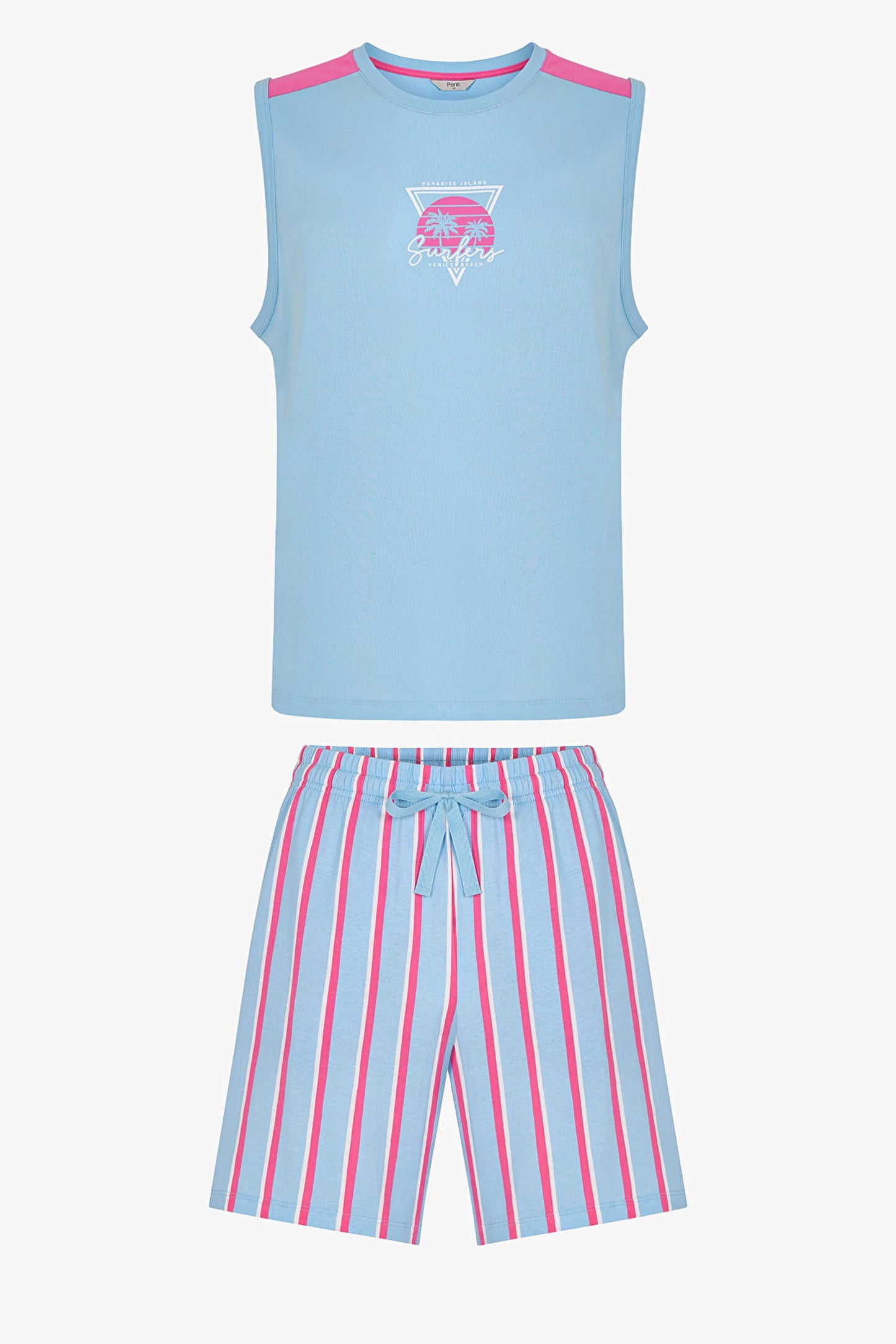 Erkek Renkli Surfer Şortlu Pijama Takımı