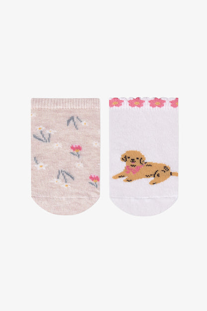 Kız Çocuk Flower Puppy 2 'lü Patik Çorap