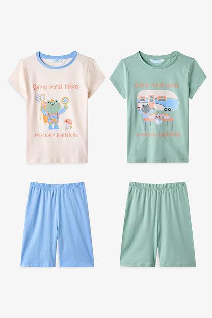 Renkli Erkek Çocuk Frog Camper Pamuklu 2'li Pijama Takımı