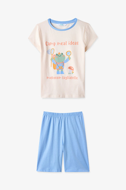 Renkli Erkek Çocuk Frog Camper Pamuklu 2'li Pijama Takımı