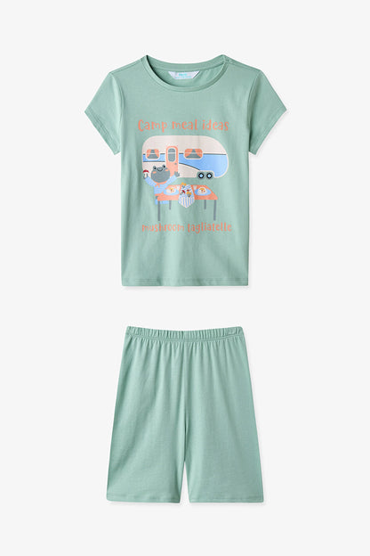 Renkli Erkek Çocuk Frog Camper Pamuklu 2'li Pijama Takımı