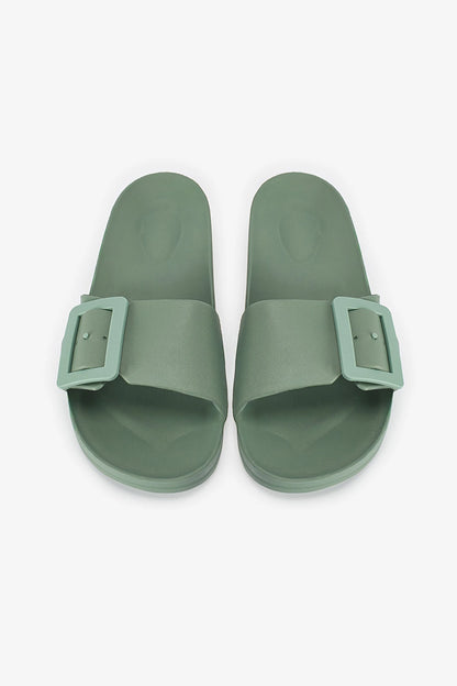 Yeşil Big Buckle Terlik