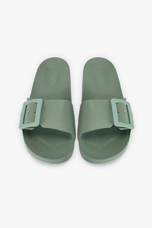 Yeşil Big Buckle Terlik