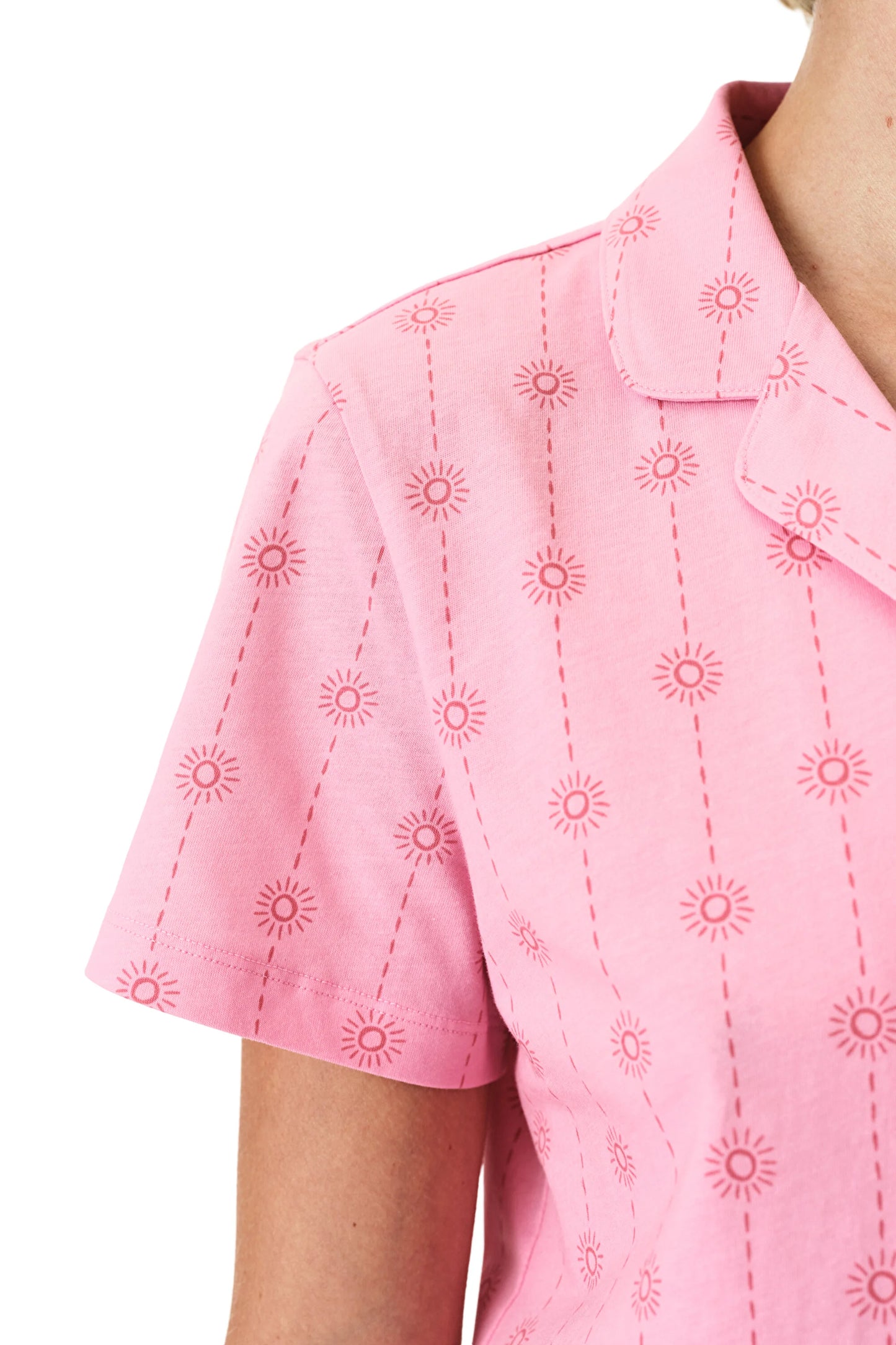 Pembe Pink Stardust Pamuklu Gömlek Şortlu Pijama Takımı