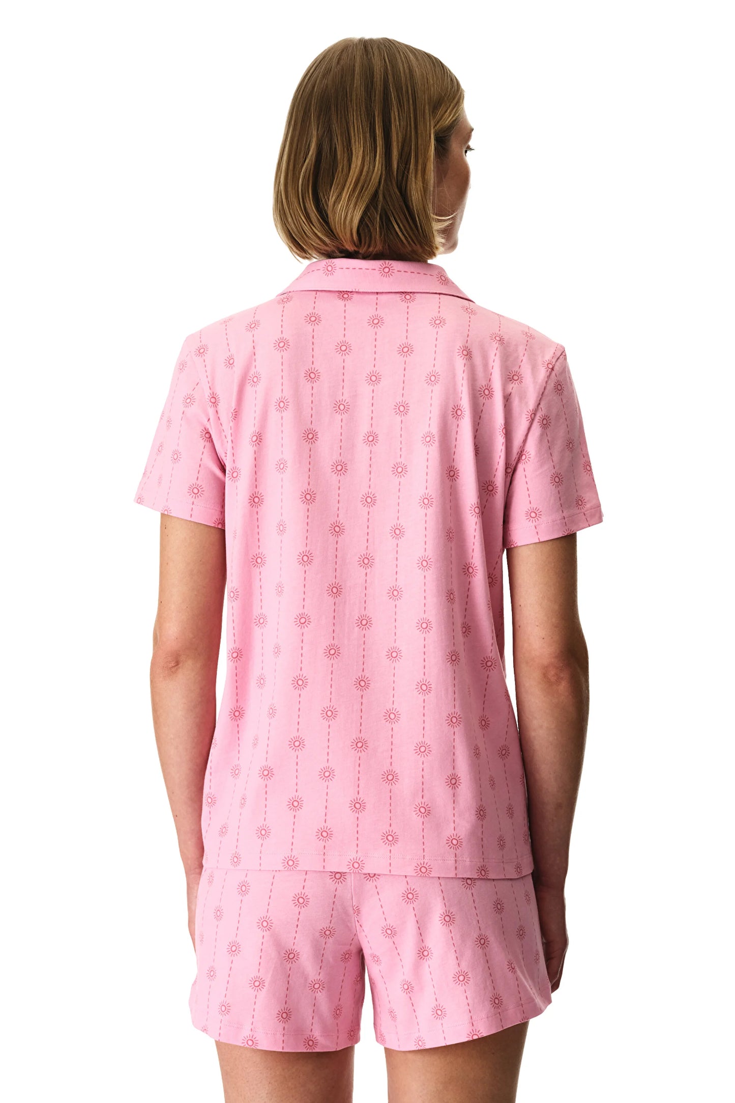 Pembe Pink Stardust Pamuklu Gömlek Şortlu Pijama Takımı