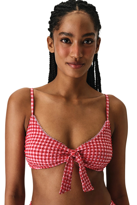 Renkli Paulina Üçgen Knot Bikini Üstü