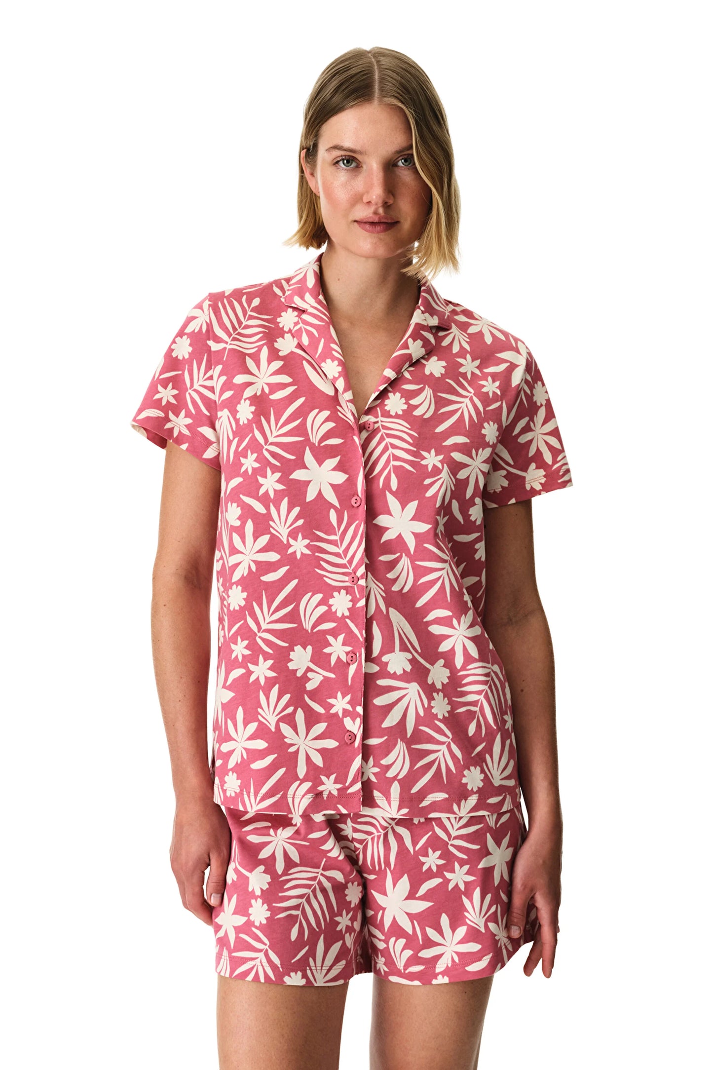 Gül Kurusu Ciao Pamuklu Gömlek Şortlu Pijama Takımı