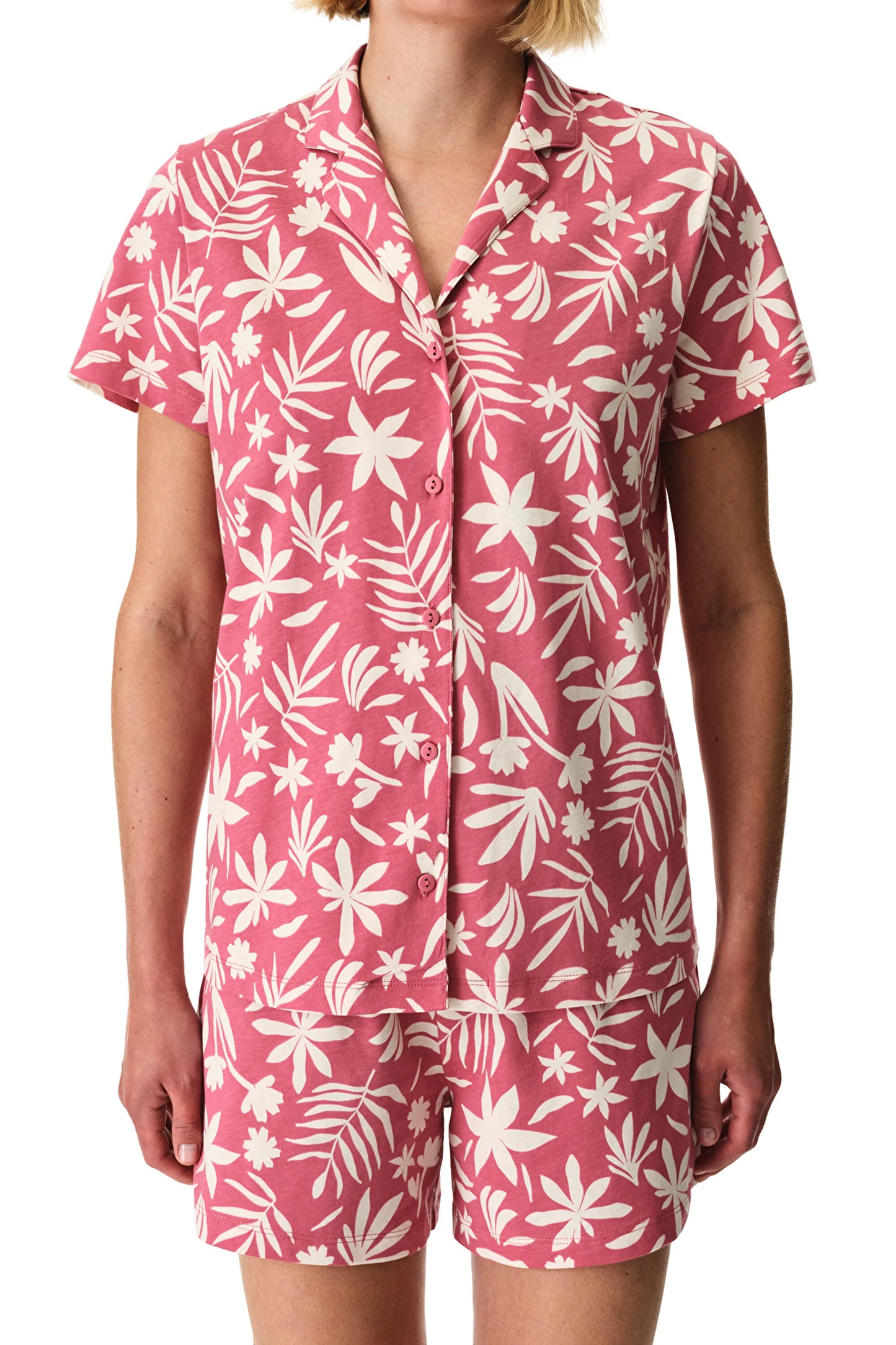 Gül Kurusu Ciao Pamuklu Gömlek Şortlu Pijama Takımı