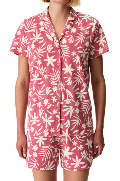 Gül Kurusu Ciao Pamuklu Gömlek Şortlu Pijama Takımı