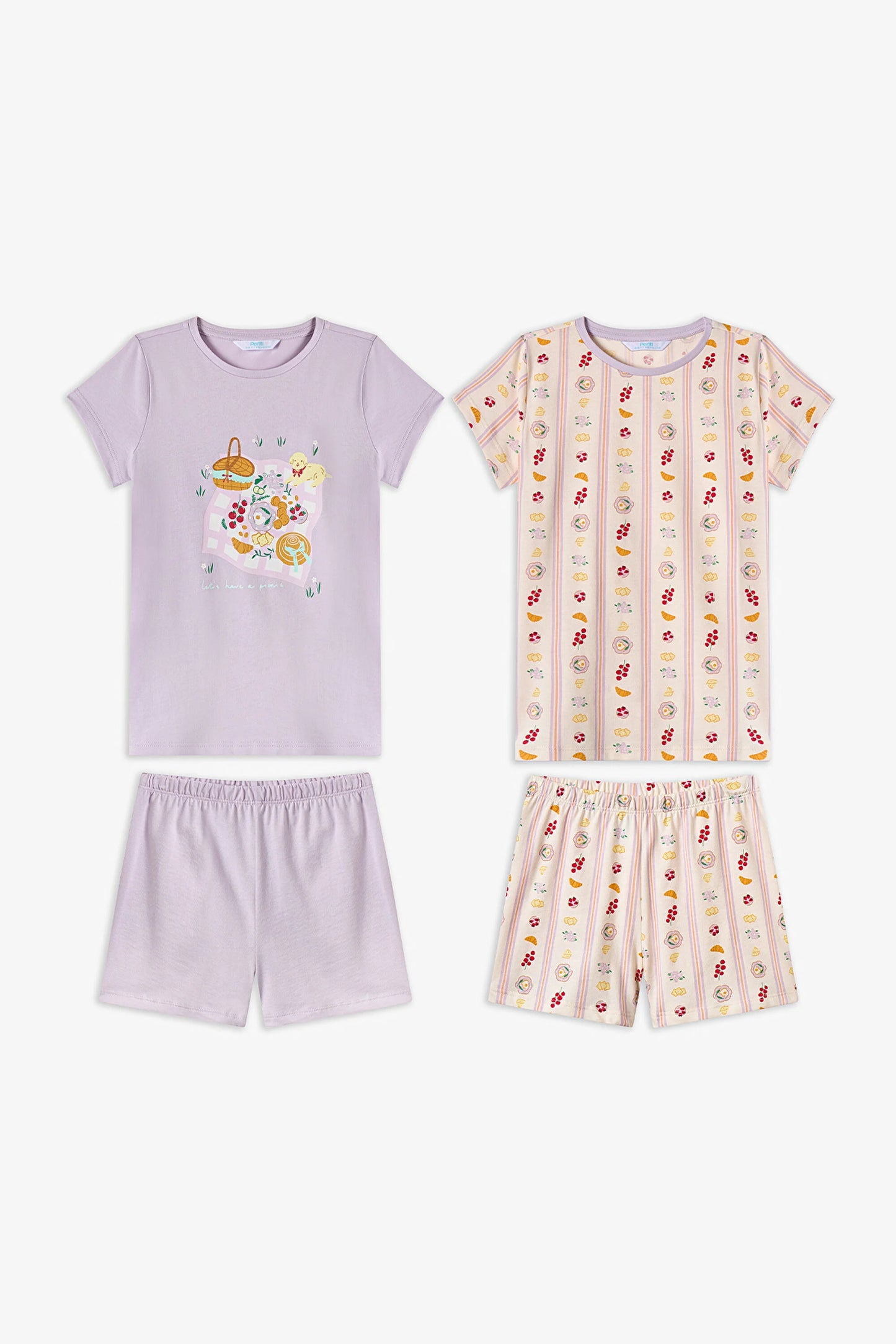 Lila Kız Çocuk Picnic Pamuklu 2'li Pijama Takımı