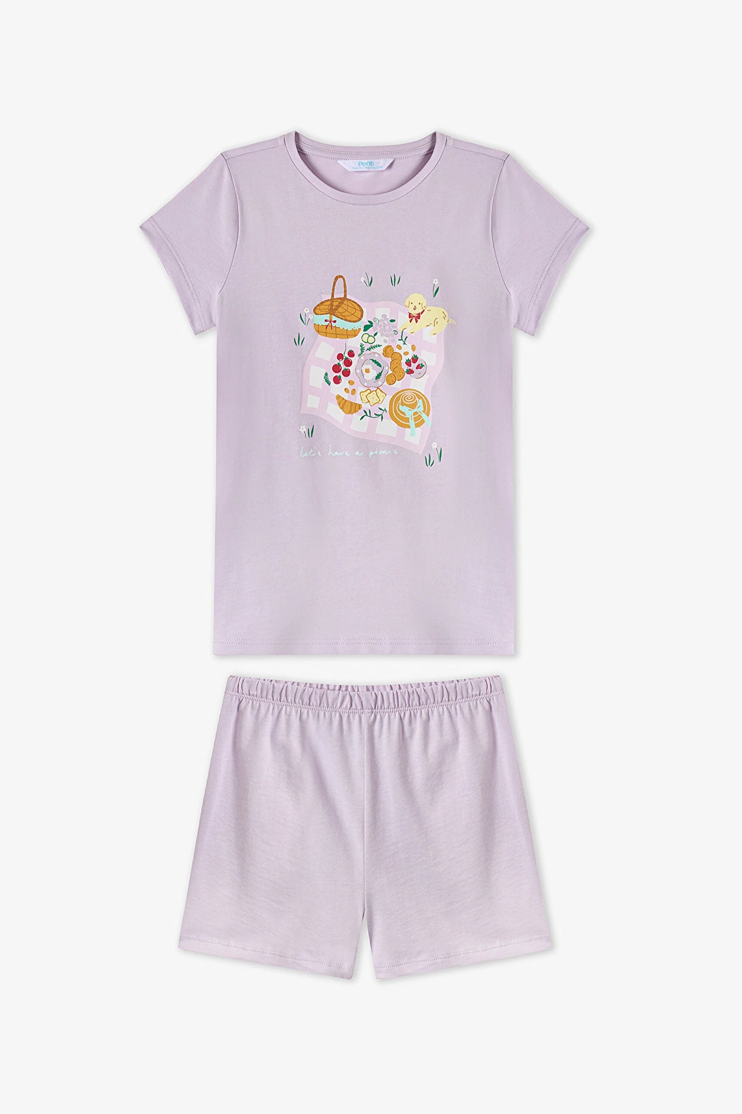 Lila Kız Çocuk Picnic Pamuklu 2'li Pijama Takımı