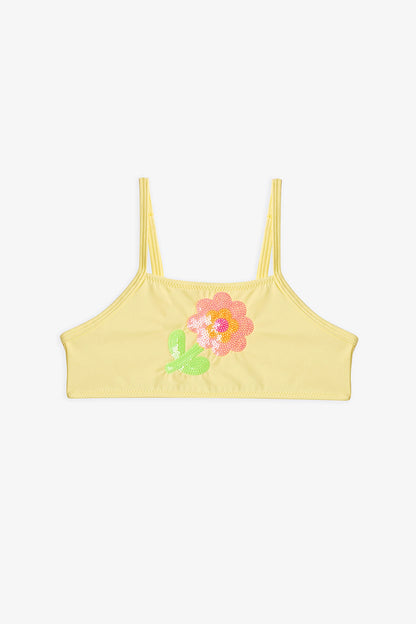 Sarı Kız Çocuk Sequin Halter Bikini Takımı