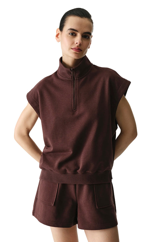 Kahverengi Nura Half Zip Sweatshirt