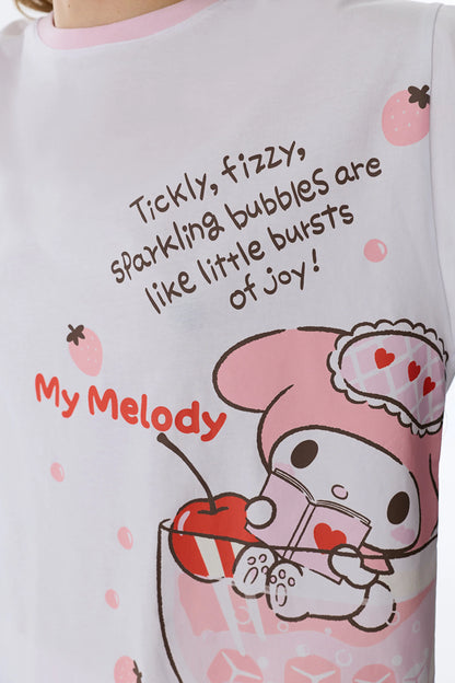 Optik Beyaz Lic My Melody Pamuklu Pantolon Pijama Takımı