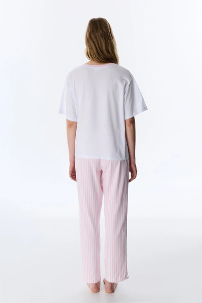 Optik Beyaz Lic My Melody Pamuklu Pantolon Pijama Takımı
