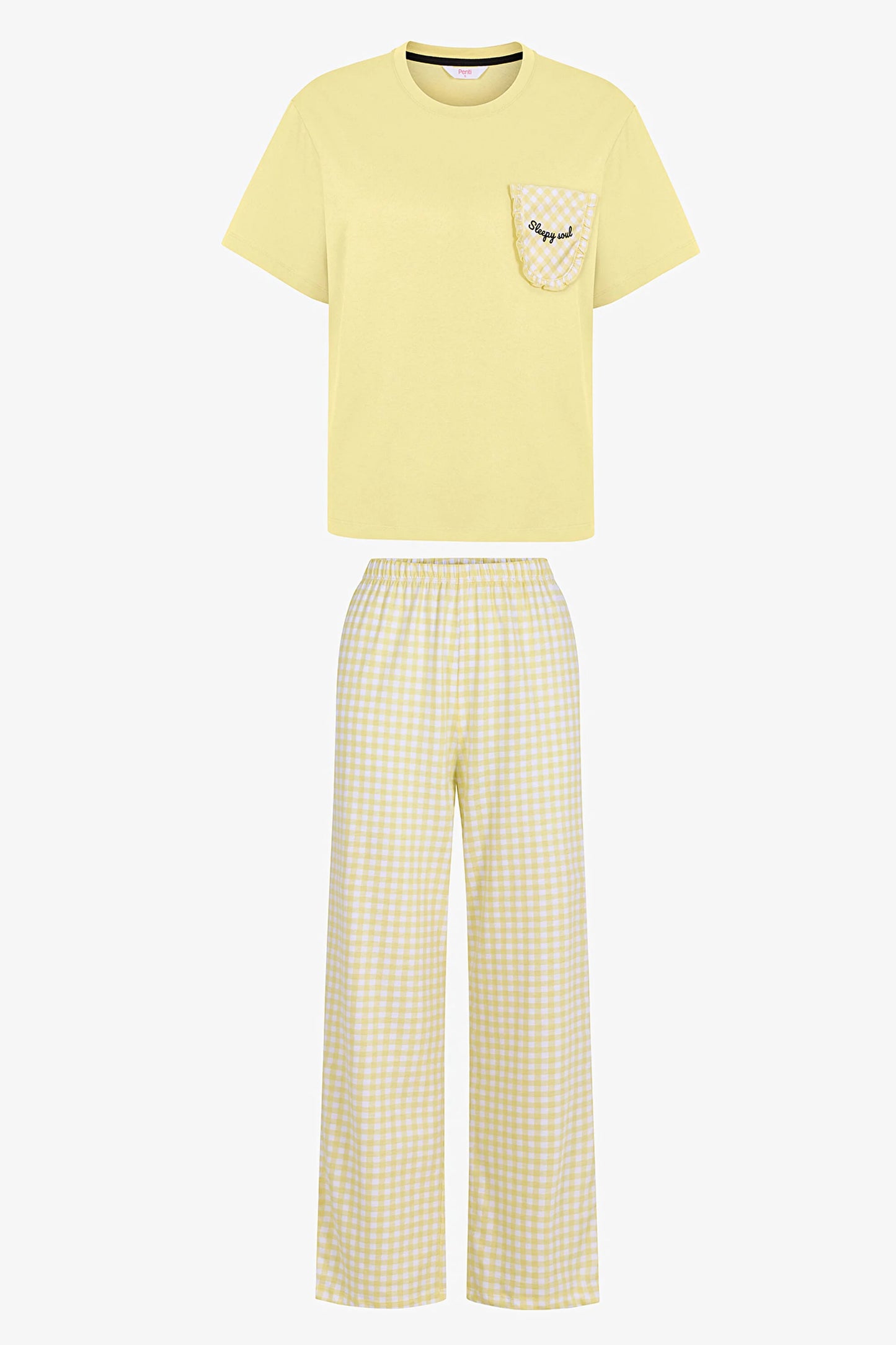 Açık Sarı Sleepy Soul Pamuklu Pantolon Pijama Takımı