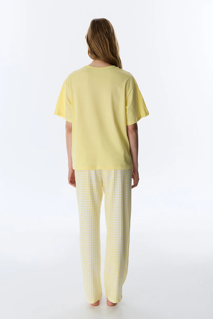 Açık Sarı Sleepy Soul Pamuklu Pantolon Pijama Takımı