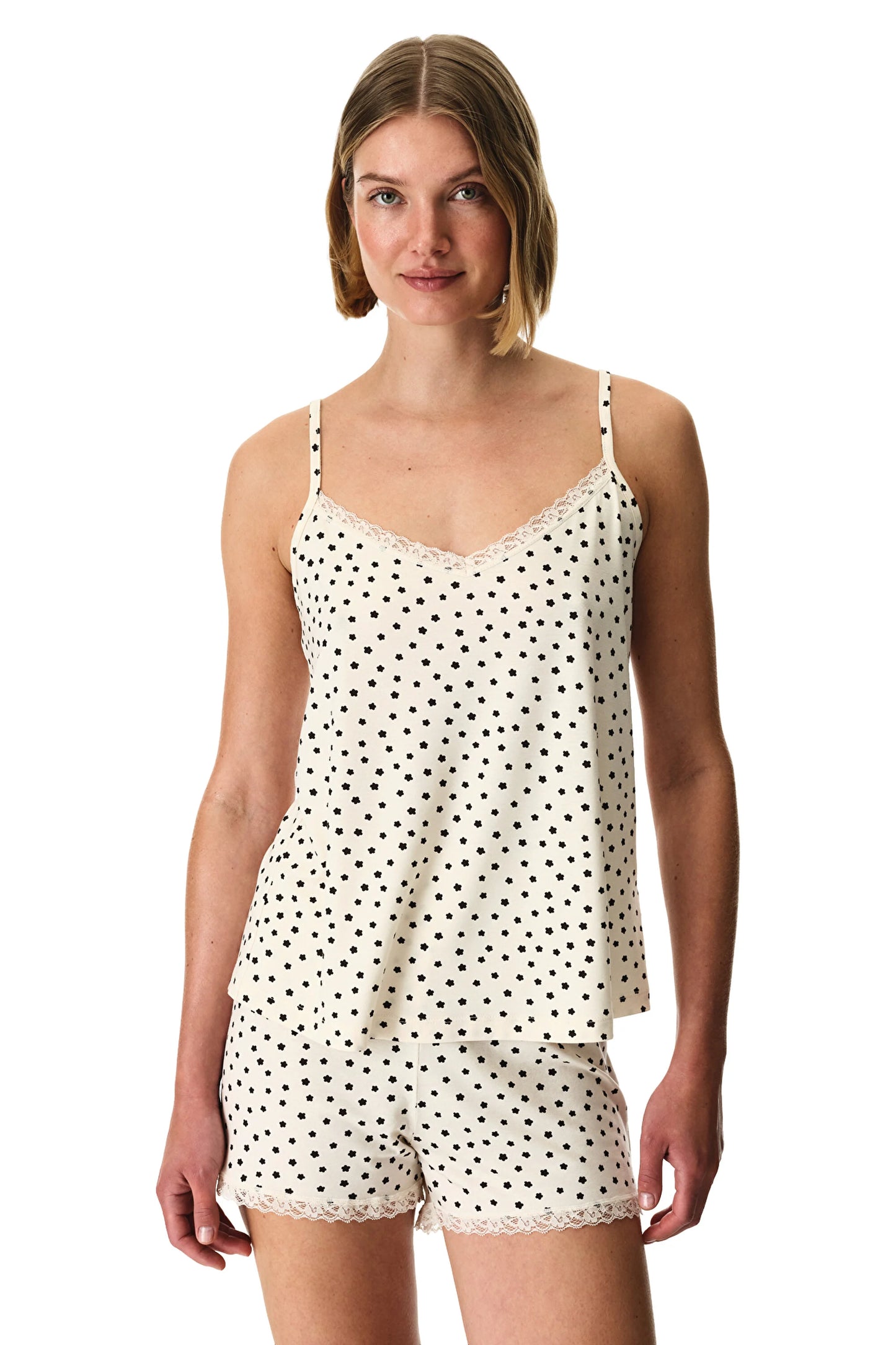 Bej Fleur Şortlu Pijama Takımı