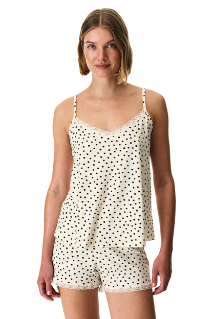 Bej Fleur Şortlu Pijama Takımı