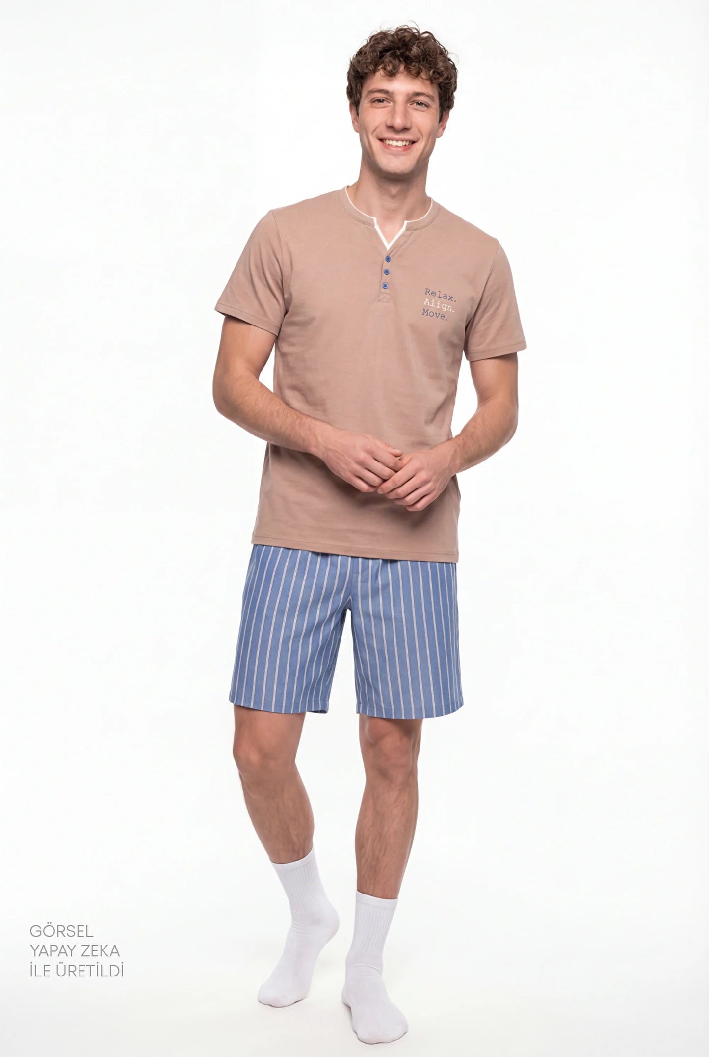 Erkek Renkli Desert Sand Pijama Takımı