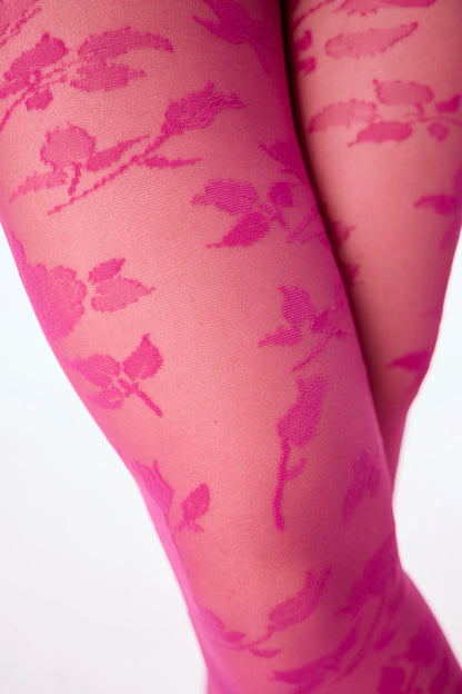 Pembe Mor Sheer Floral Külotlu Çorap