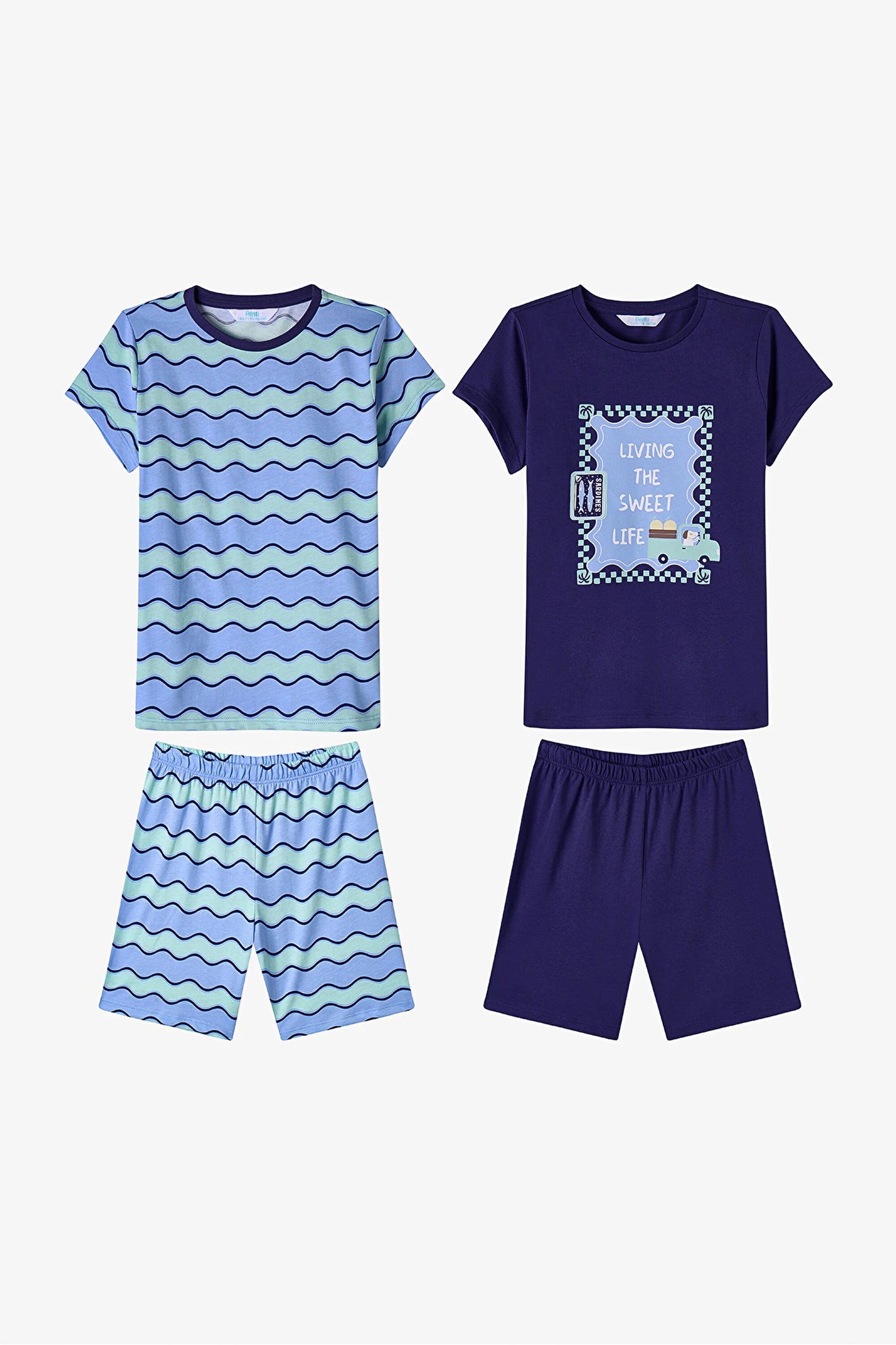Mavi Erkek Çocuk Blue Waves Pamuklu 2'li Pijama Takımı