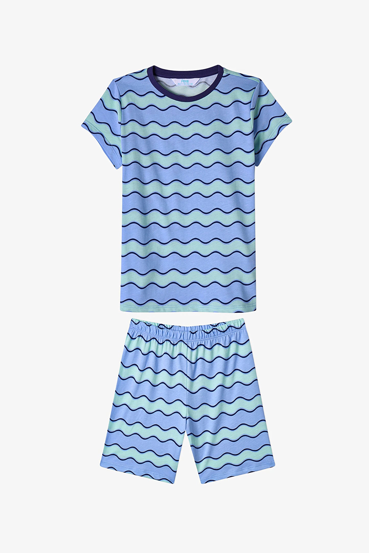 Mavi Erkek Çocuk Blue Waves Pamuklu 2'li Pijama Takımı