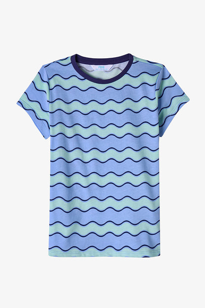 Mavi Erkek Çocuk Blue Waves Pamuklu 2'li Pijama Takımı