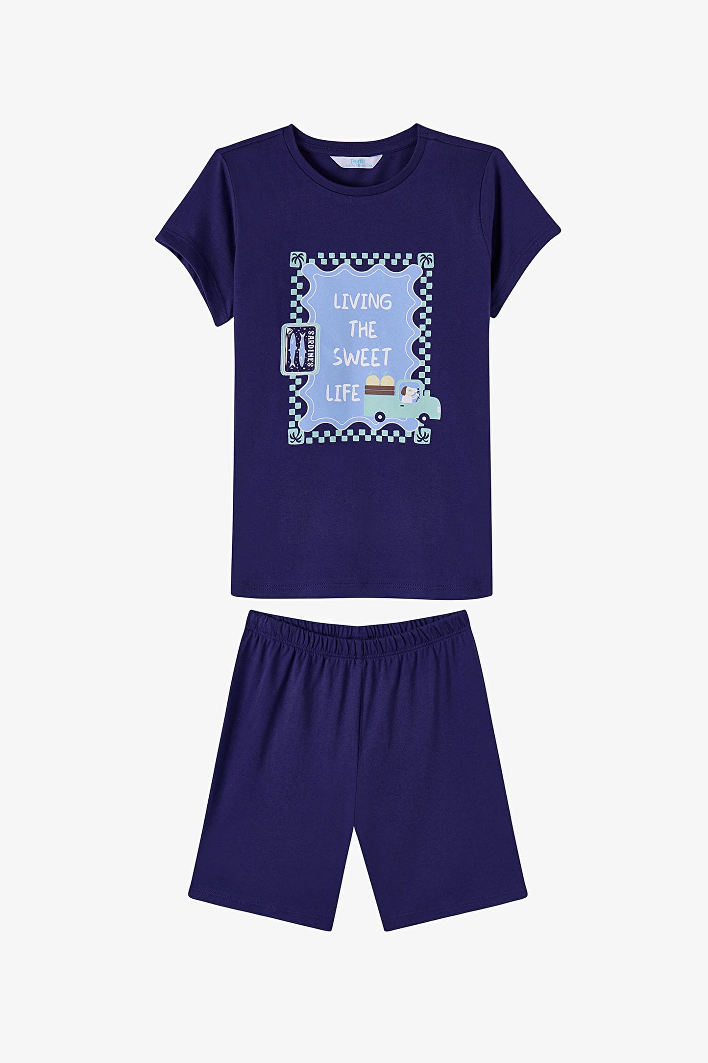 Mavi Erkek Çocuk Blue Waves Pamuklu 2'li Pijama Takımı