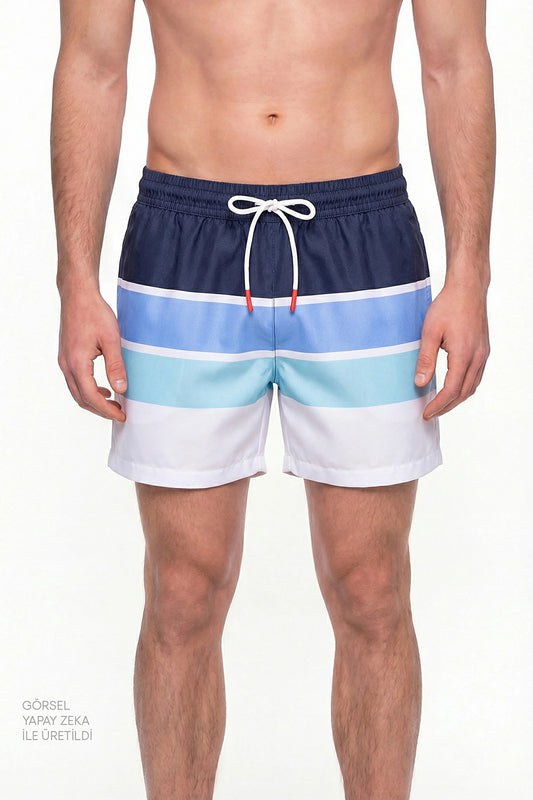 Erkek Renkli Colour Block Şort