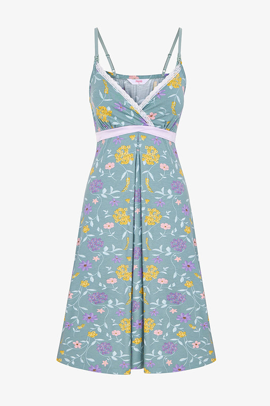 Mint Yeşili Mama Blossom Gecelik