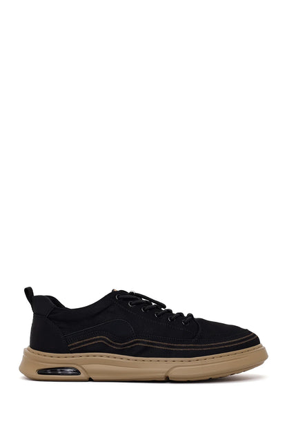 Derimoz Zero Erkek Siyah Bağcıklı Kumaş Sneaker