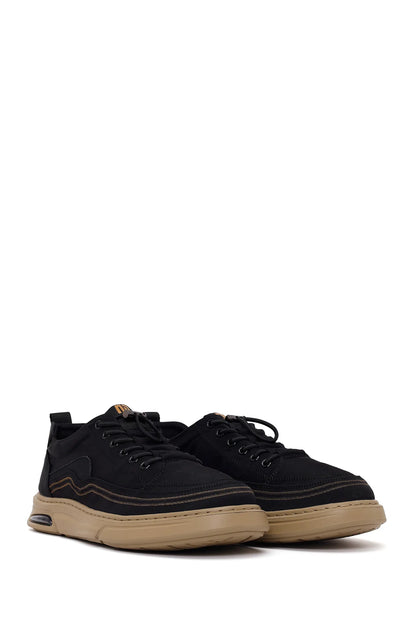 Derimoz Zero Erkek Siyah Bağcıklı Kumaş Sneaker