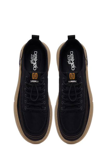 Derimoz Zero Erkek Siyah Bağcıklı Kumaş Sneaker