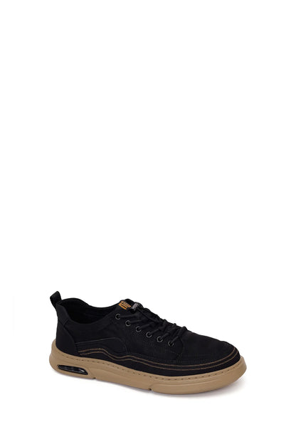 Derimoz Zero Erkek Siyah Bağcıklı Kumaş Sneaker