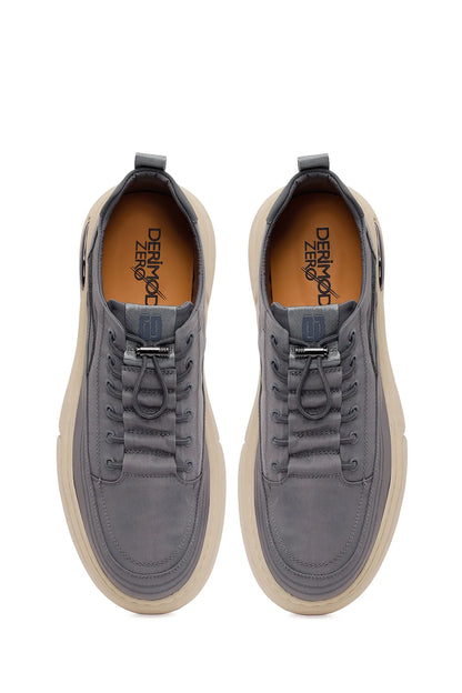Derimoz Zero Erkek Gri Bağcıklı Kumaş Sneaker