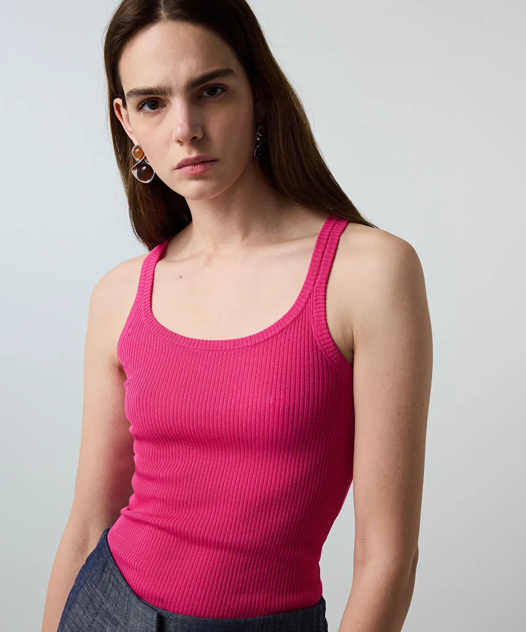 Pembe Ribanalı Dar Kesim Triko Is1260050102094 | Ipekyol