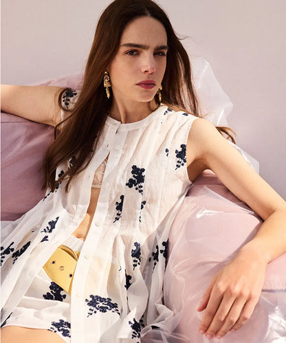 Beyaz Floral Nakışlı Volanlı Bluz Is1260006096002 | Ipekyol
